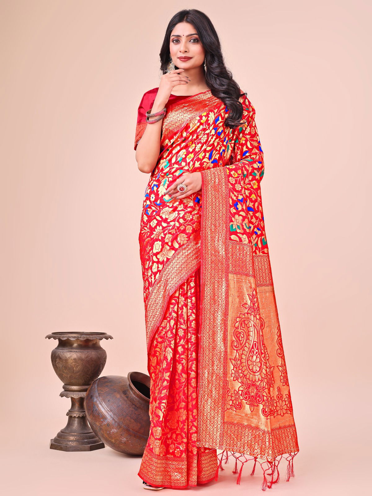 Kashmiri By Astita Linen Silk Wedding Wear Saree Suppliers In India